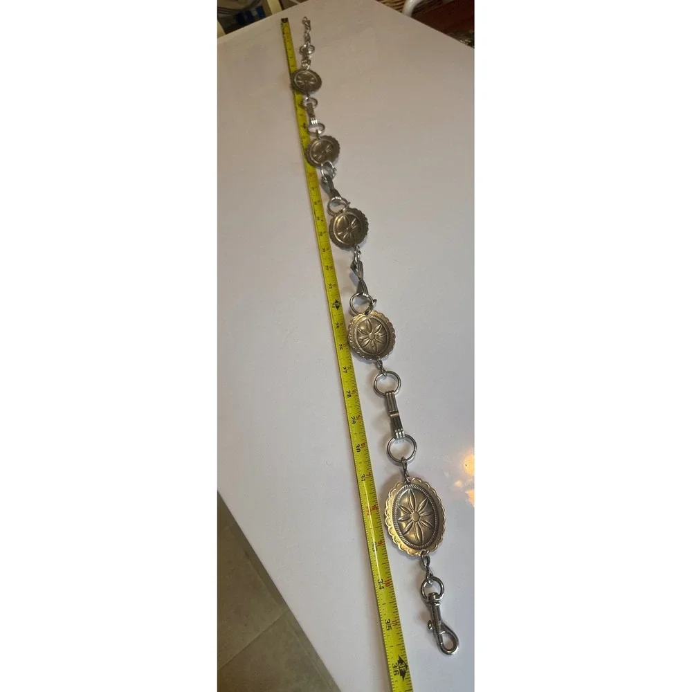 Concho Chain Belt Womens OS Silver Excellent Western Boho Sunburst